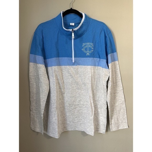 Minnesota Twins Mens Pullover Extra Large XL Blue Gray 1/4 Zip Logo MLB Baseball - Picture 1 of 13